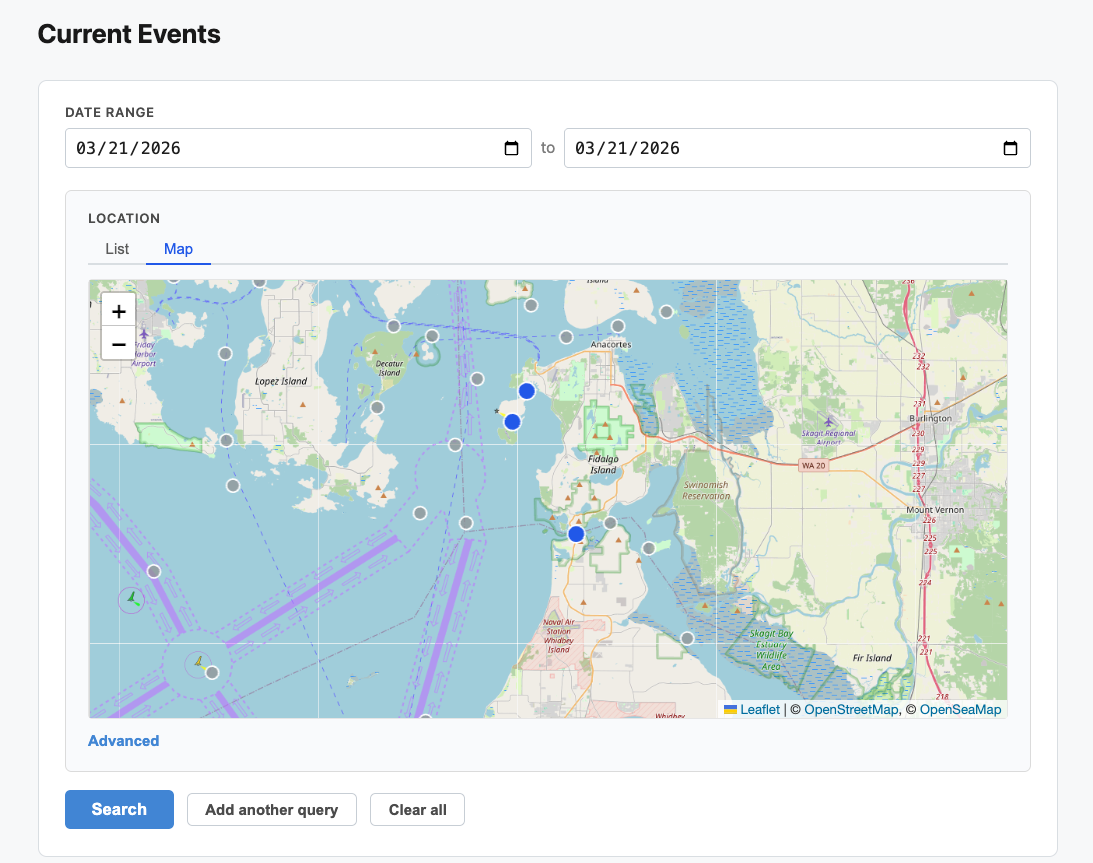 Interactive location map in Current Events